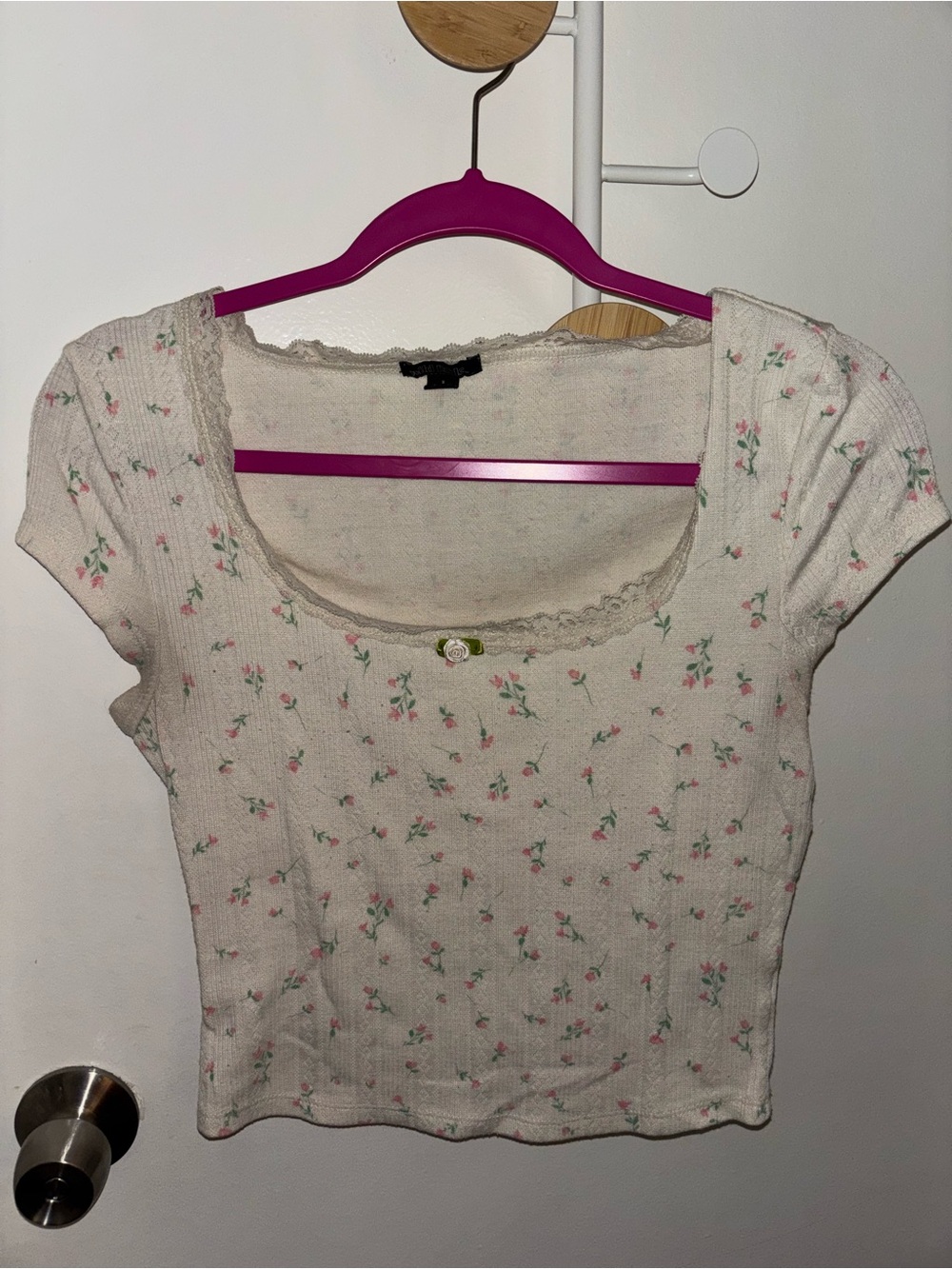 Pointelle Butter Yellow Floral Baby Tee
